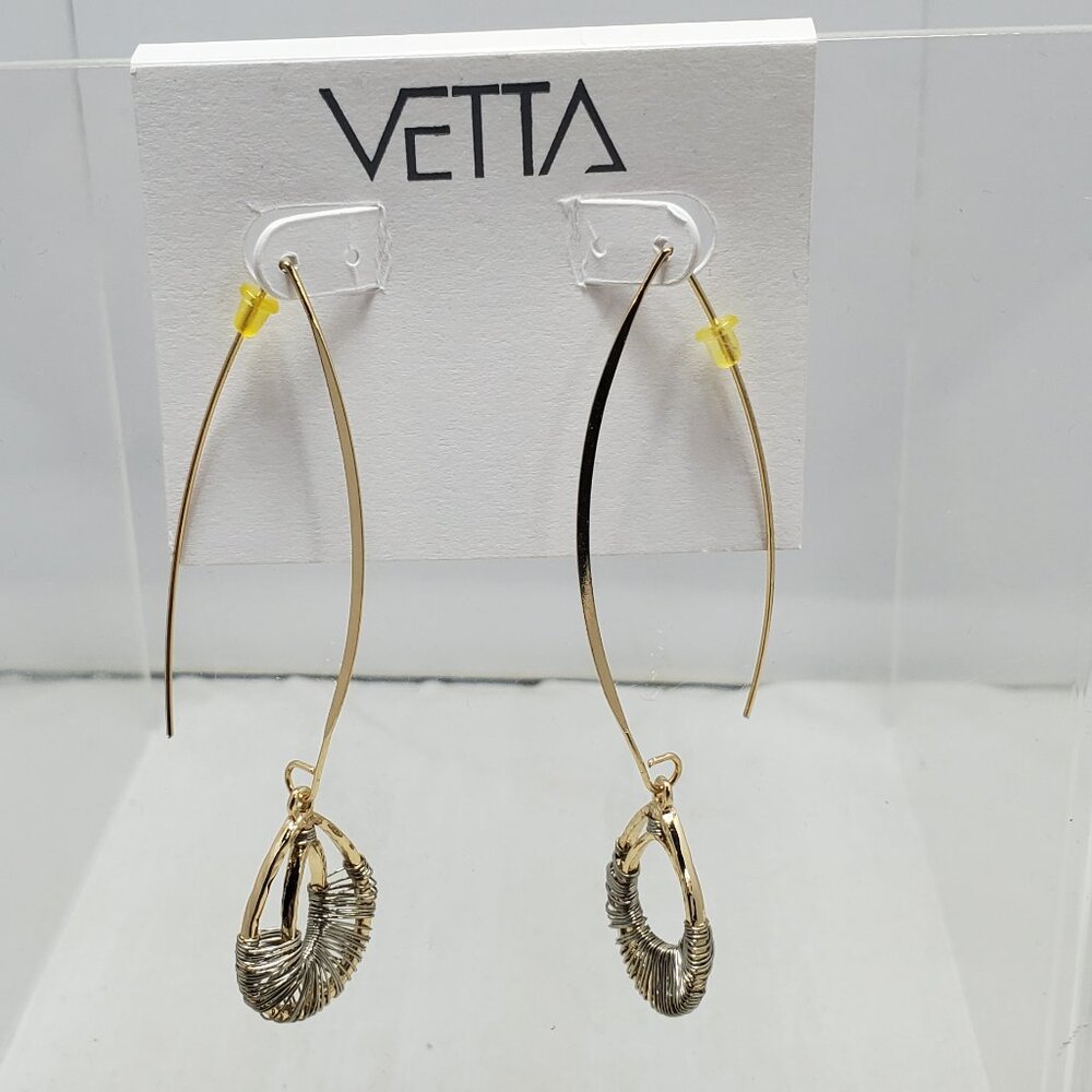Vetta gold with silver wire wrap threader earring